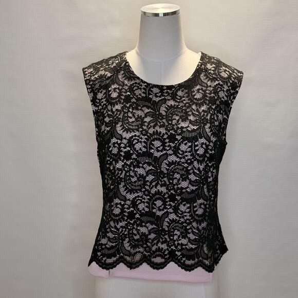 Robert Rodriguez Tops - Robert Rodriguez Tank Top Womens Medium Black Lace Overlay Scoop Neck Camisole